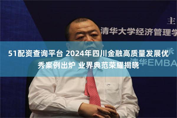 51配资查询平台 2024年四川金融高质量发展优秀案例出炉 业界典范荣耀揭晓