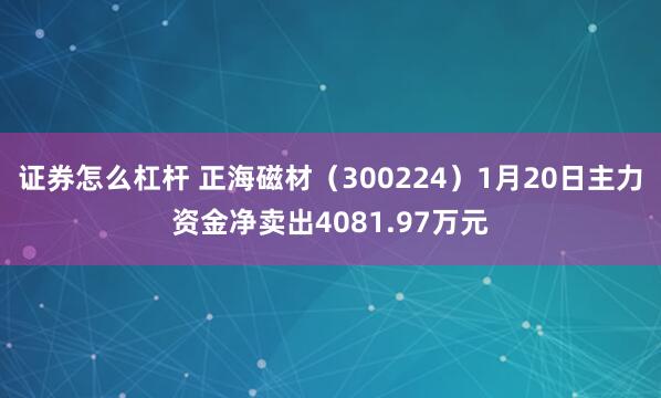 证券怎么杠杆 正海磁材（300224）1月20日主力资金净卖出4081.97万元