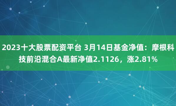 2023十大股票配资平台 3月14日基金净值：摩根科技前沿混合A最新净值2.1126，涨2.81%